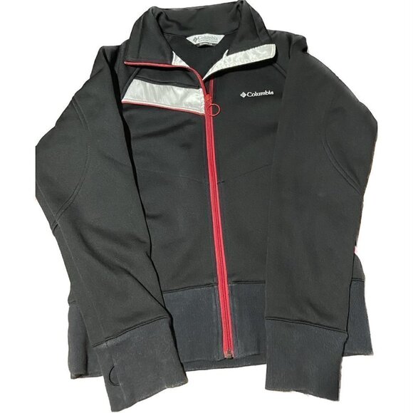 Columbia Womens Track Jacket Zip Front Size Small Black White with Red Detail - Picture 3 of 6